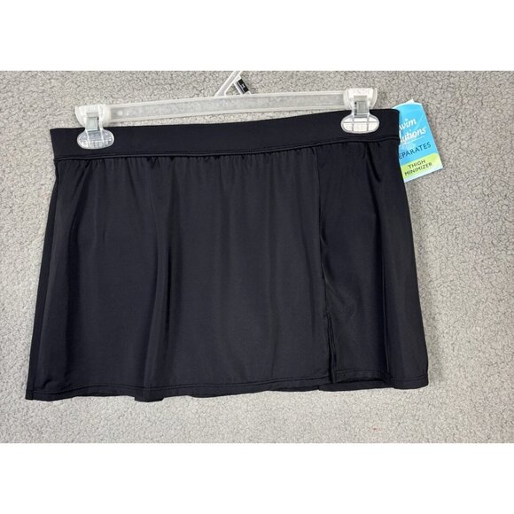 Swim Solutions Women's Swim Skirt Solid Black Size 14 New With Tag's. - Picture 1 of 10